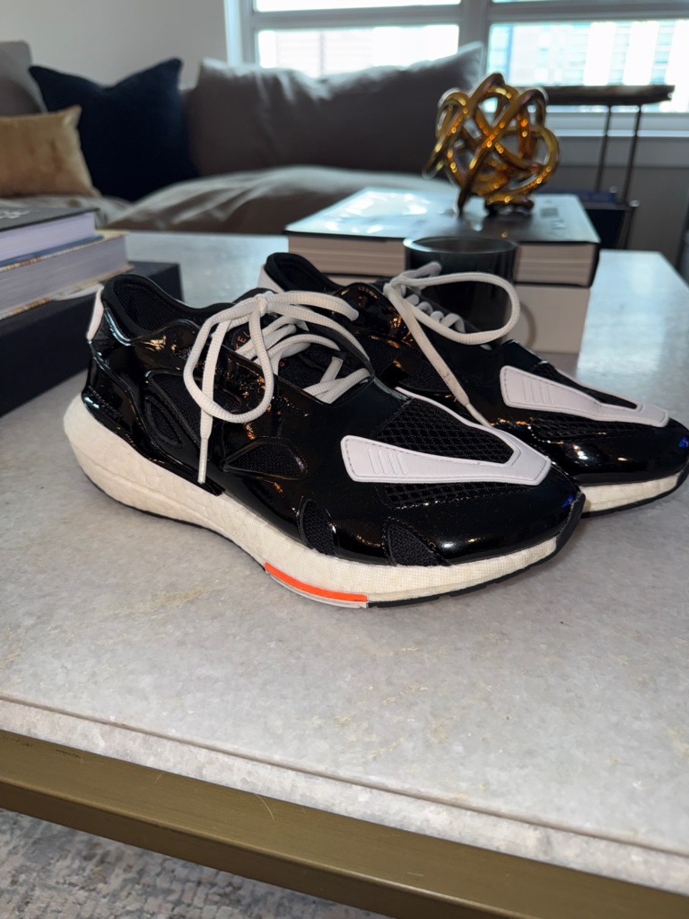 Adidas by Stella McCartney Black Patent Sneakers Sz 8.5